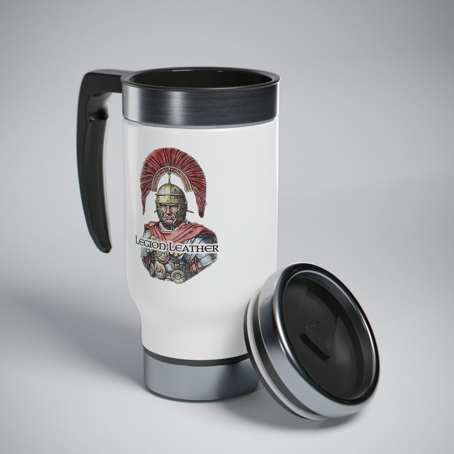 Legion Leather Stainless Steel Travel Mug with Handle, 14oz