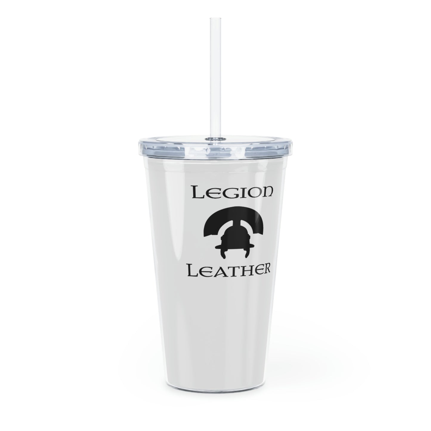 Legion Leather Logo Plastic Tumbler with Straw