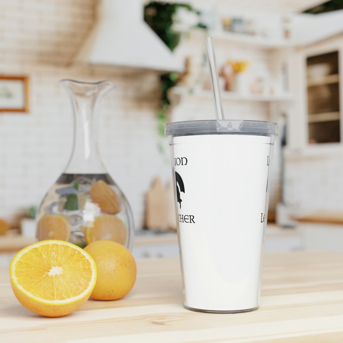 Legion Leather Logo Plastic Tumbler with Straw