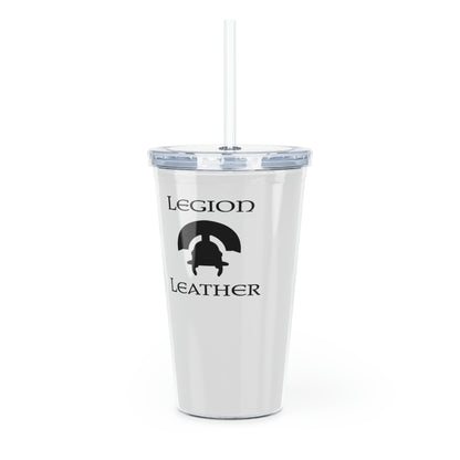 Legion Leather Logo Plastic Tumbler with Straw